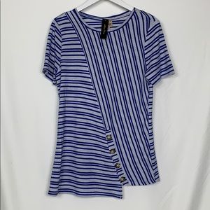 NWT Melissa Paige blue/white striped top size Lg